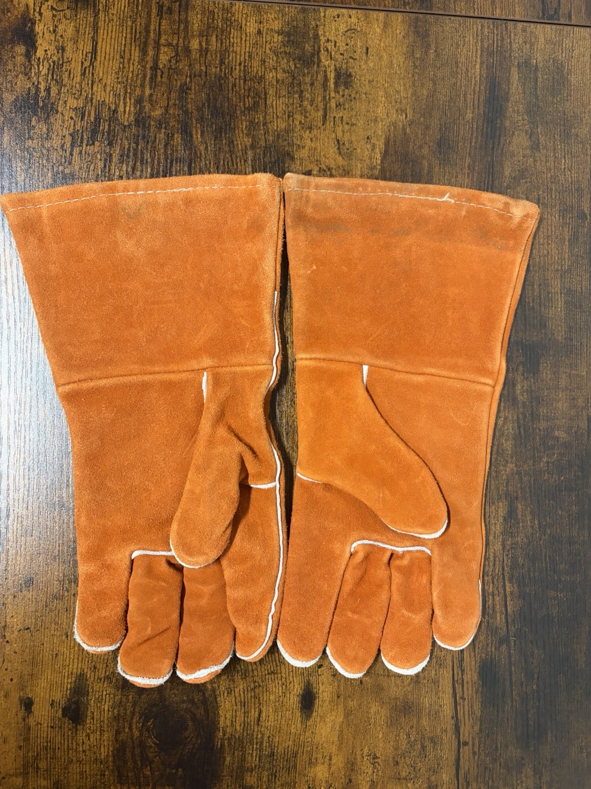Vintage Leather Welding Gloves Orange Anchor Brand 20 GC