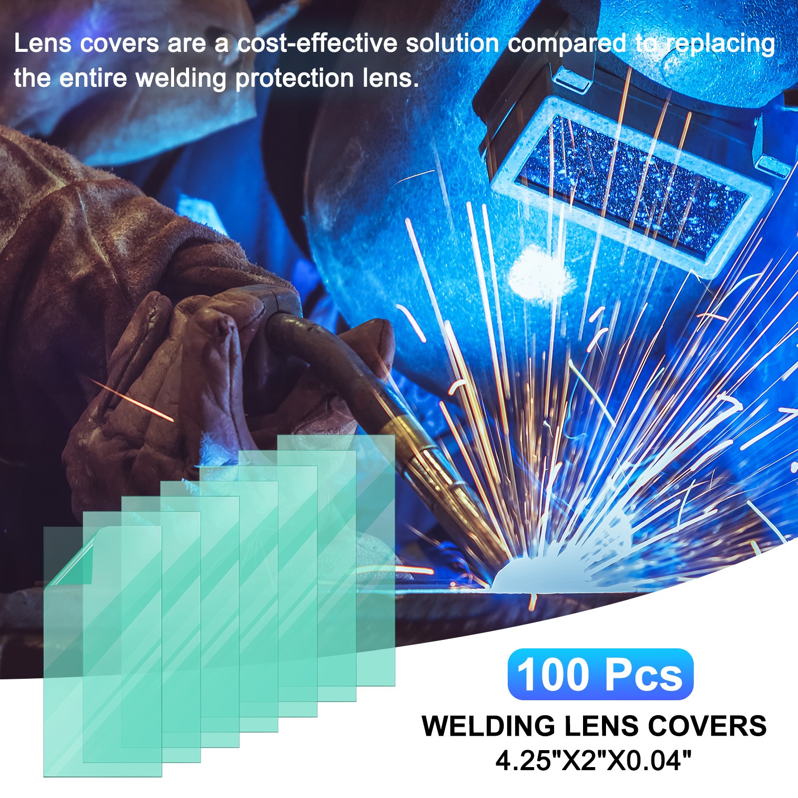 100Pack Welding Protection Lens 2×4.25 Inch Transparent Cover Right Angle Clear