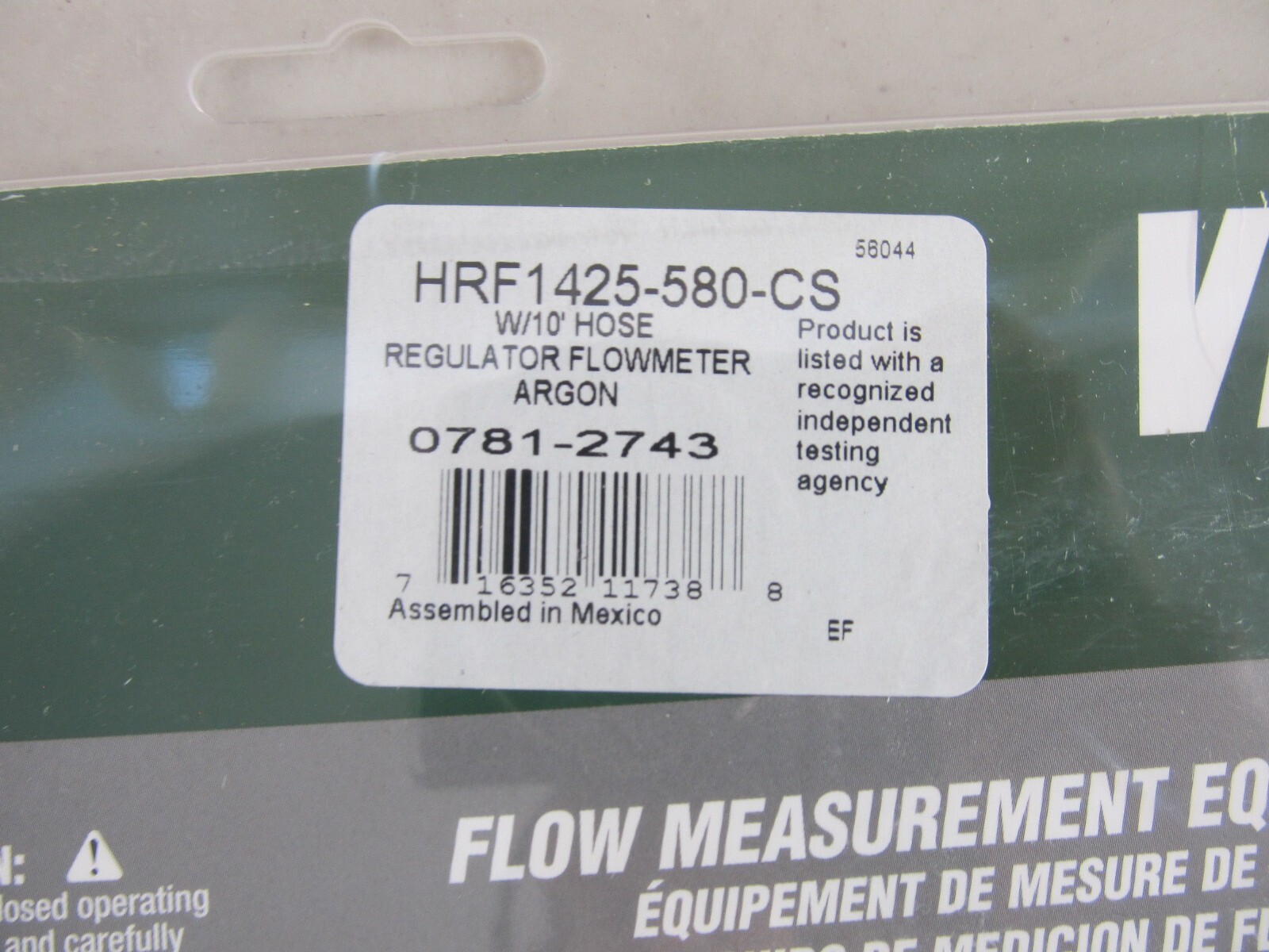 Victor HRF1425-580CS Argon Flow Meter With 10′ Hose New in Pkg