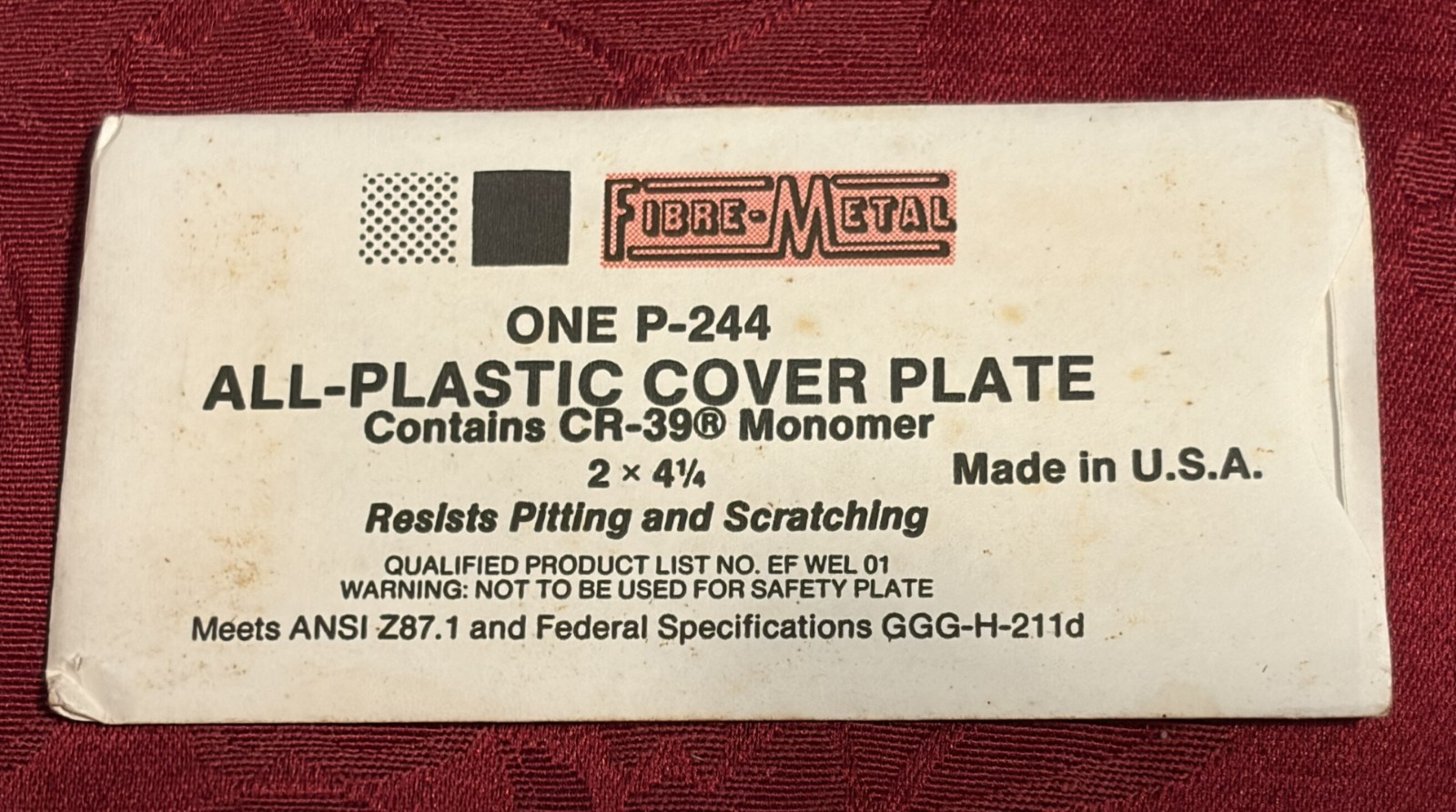 Six Vintage Fibre-Metal P 244 Cover Lens for Welding Hood – 2″x 4 1/4″