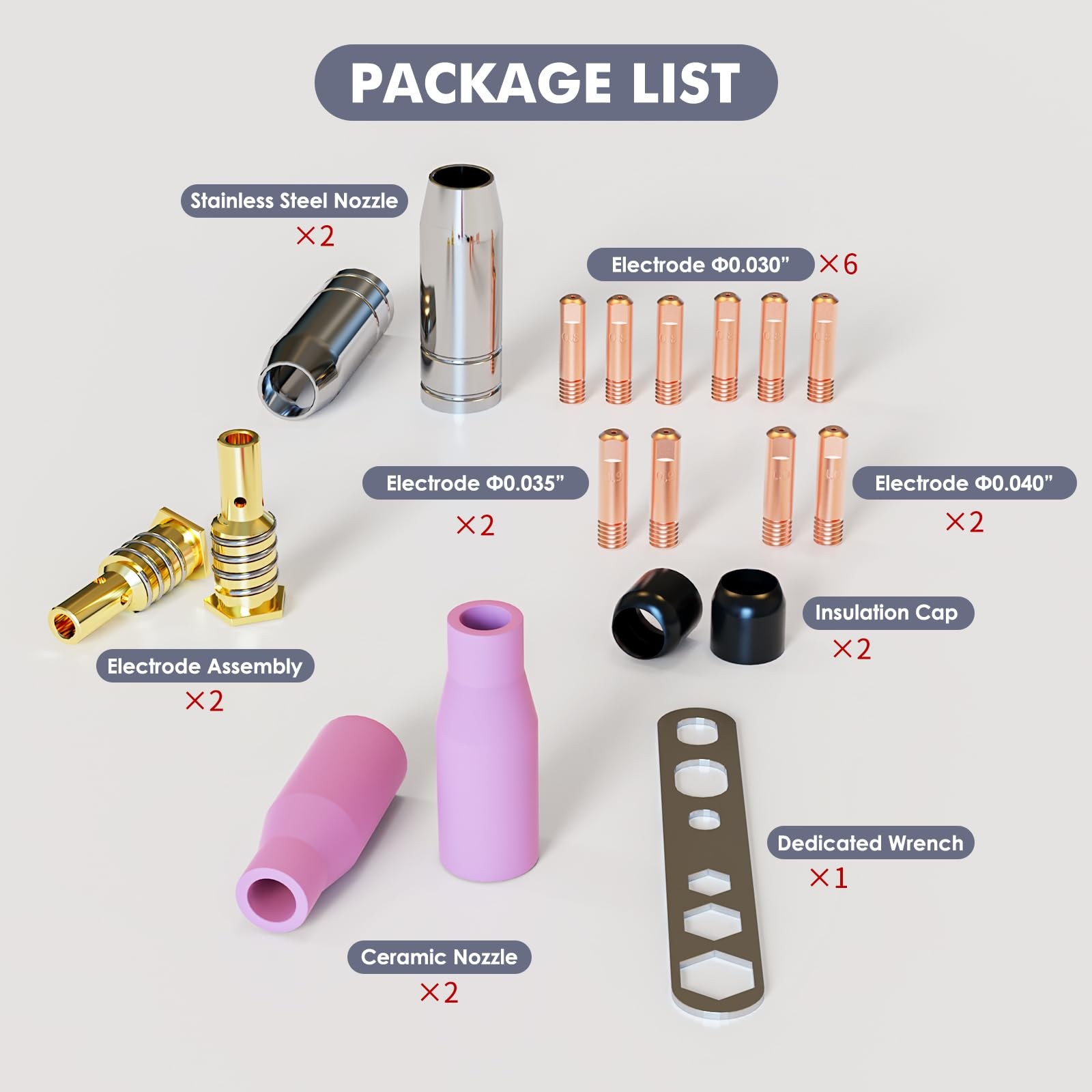 Mig Welding Accessory Kit for Mig : 19pcs Nozzle Kits, Welding Tips .030″/.03…