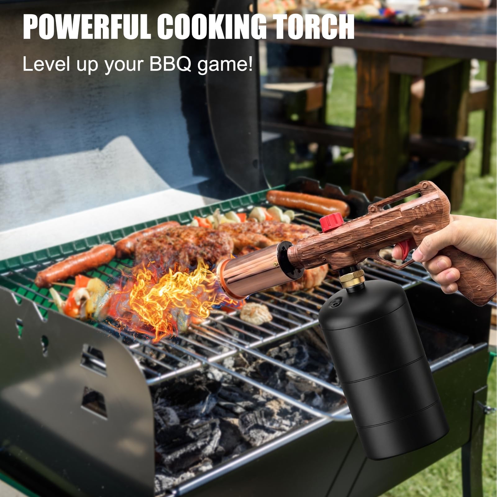 HOLYEDGE Powerful Propane Torch Gun, Adjustable Flame Kitchen Blow Wood