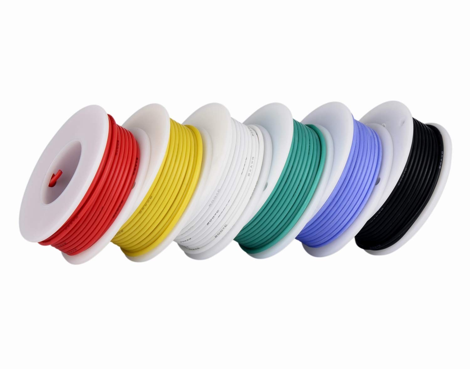 18 18 AWG Silicone Stranded Wire 6 Colors 13.2ft Each, Multi-color