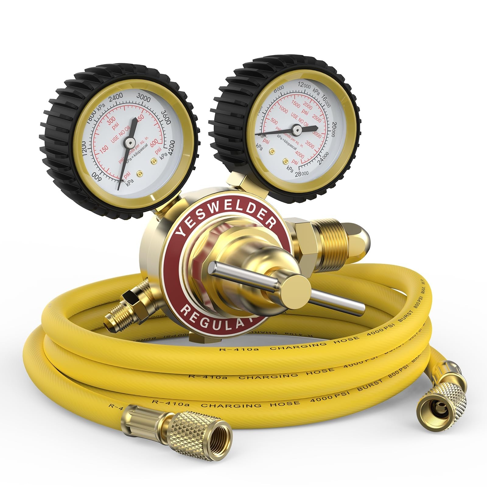 Nitrogen Regulator with Hose, 0-600 PSI Input, 0-4000 PSI Output, CGA580 Fitting