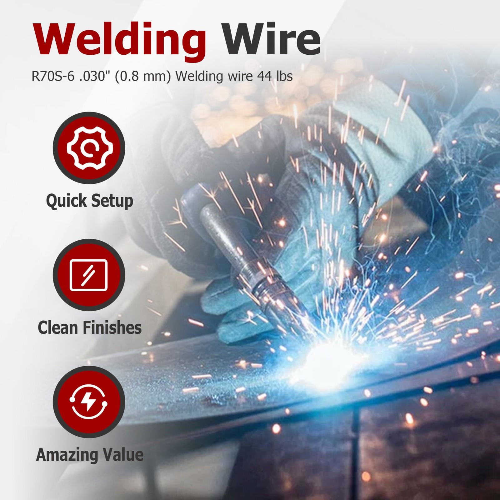 ER70S-6 .030″ (0.8 mm) Mild Steel MIG Welding Wire – 44 Lbs Roll Wire New