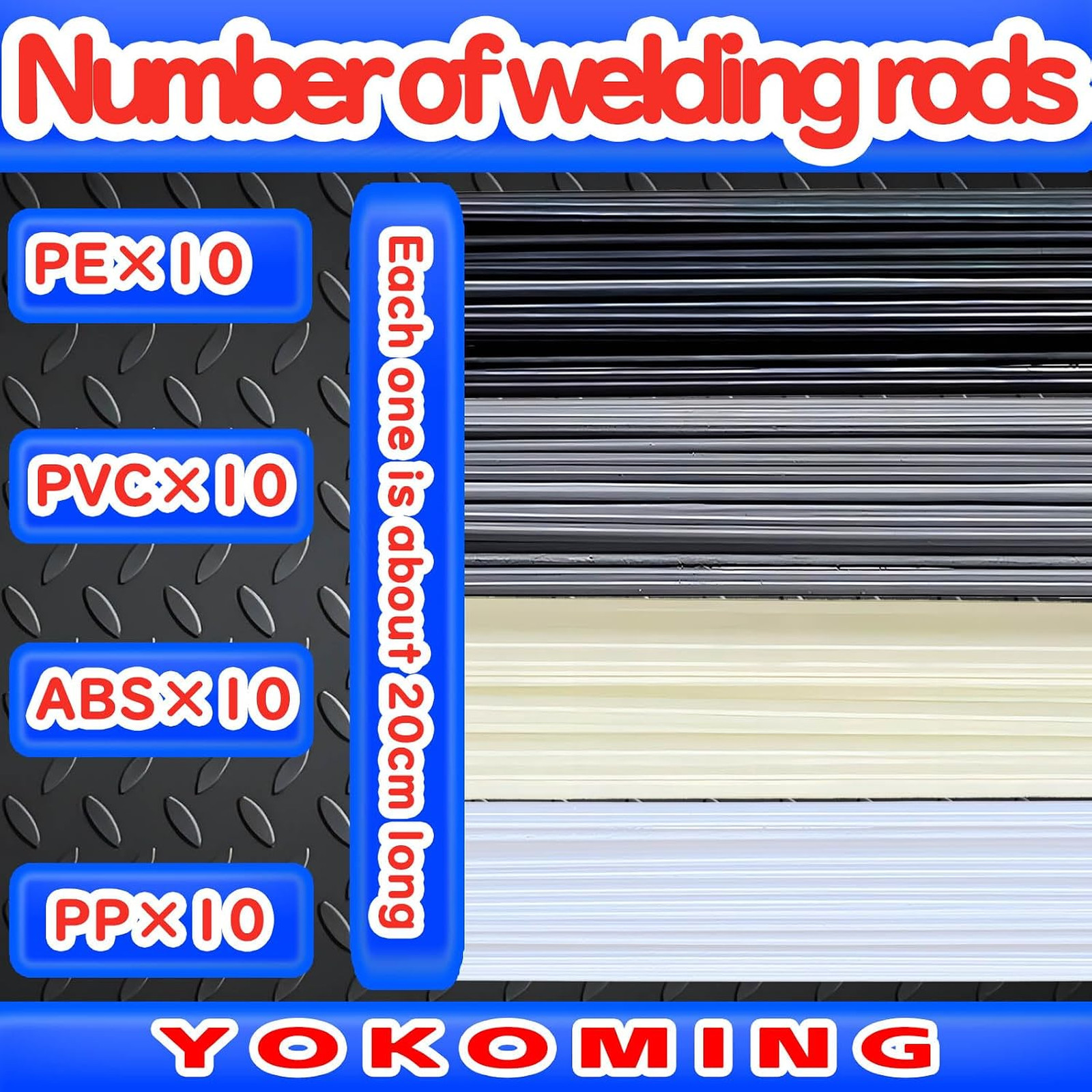 Plastic Welding Kit 40pcs Plastic Welding Rods for PP PE PVC ABS with Stainless