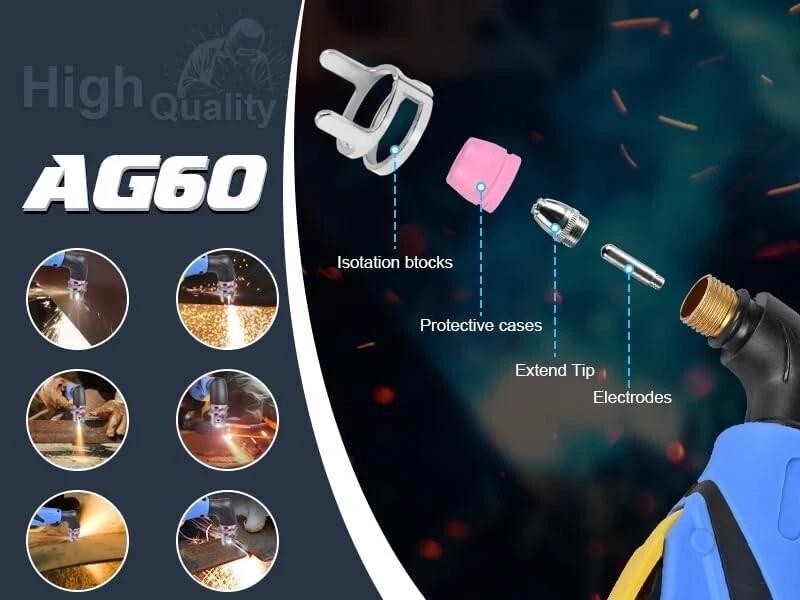 60 PCS Plasma Cutter Torch Consumables Kit for SG-55, AG-60, WSD-60 CUT50 60Amp