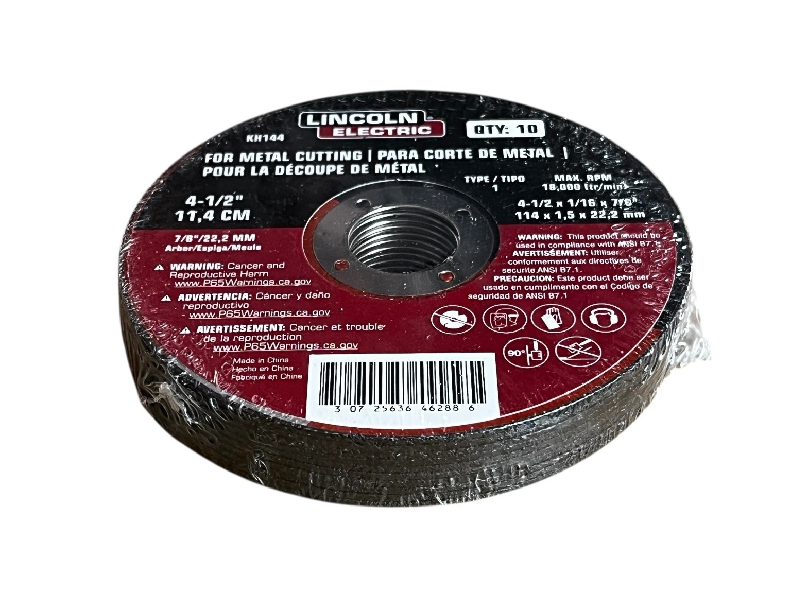Lincoln Electric KH144 Metal Cutting Wheel 4-1/2 x 1/16 x 7/8 10 Pack