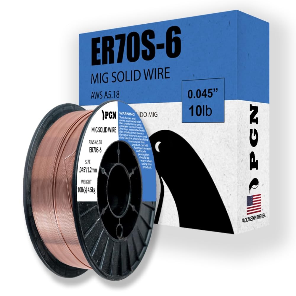 PGN Solid MIG Welding Wire – ER70S-6-0.045 Inch, 11 Pound Spool – Mild Steel MIG