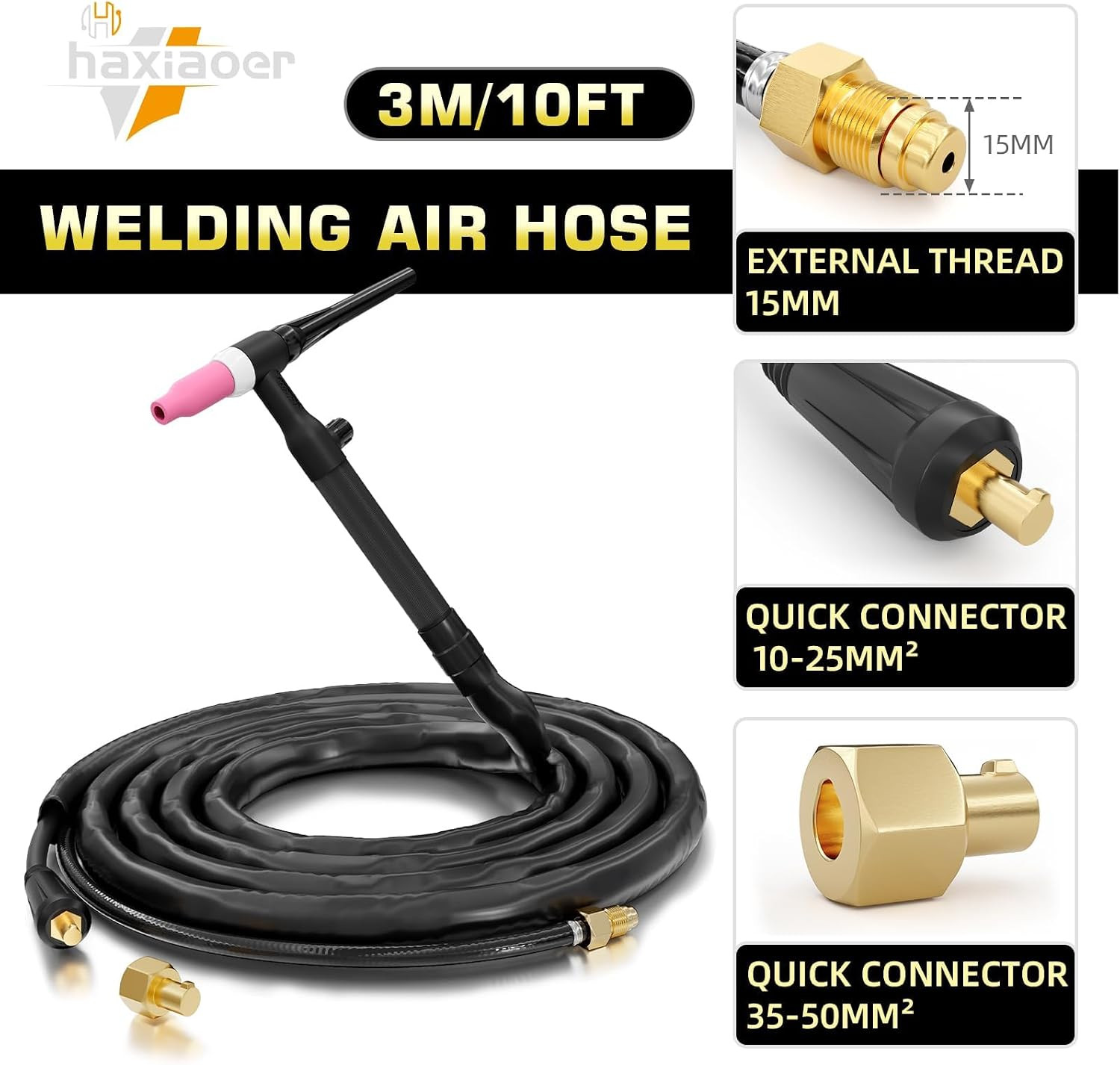 Tig Torch WP-17V TIG Welding Torch, 10FT Cable with Quick Connect and Adapter fo