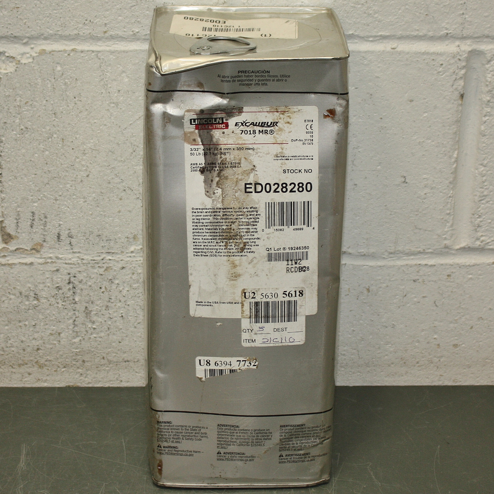 50 lbs Lincoln Stick Electrode Excalibur 7018MR, 3/32″ x 14″, Welding, E7018 AWS