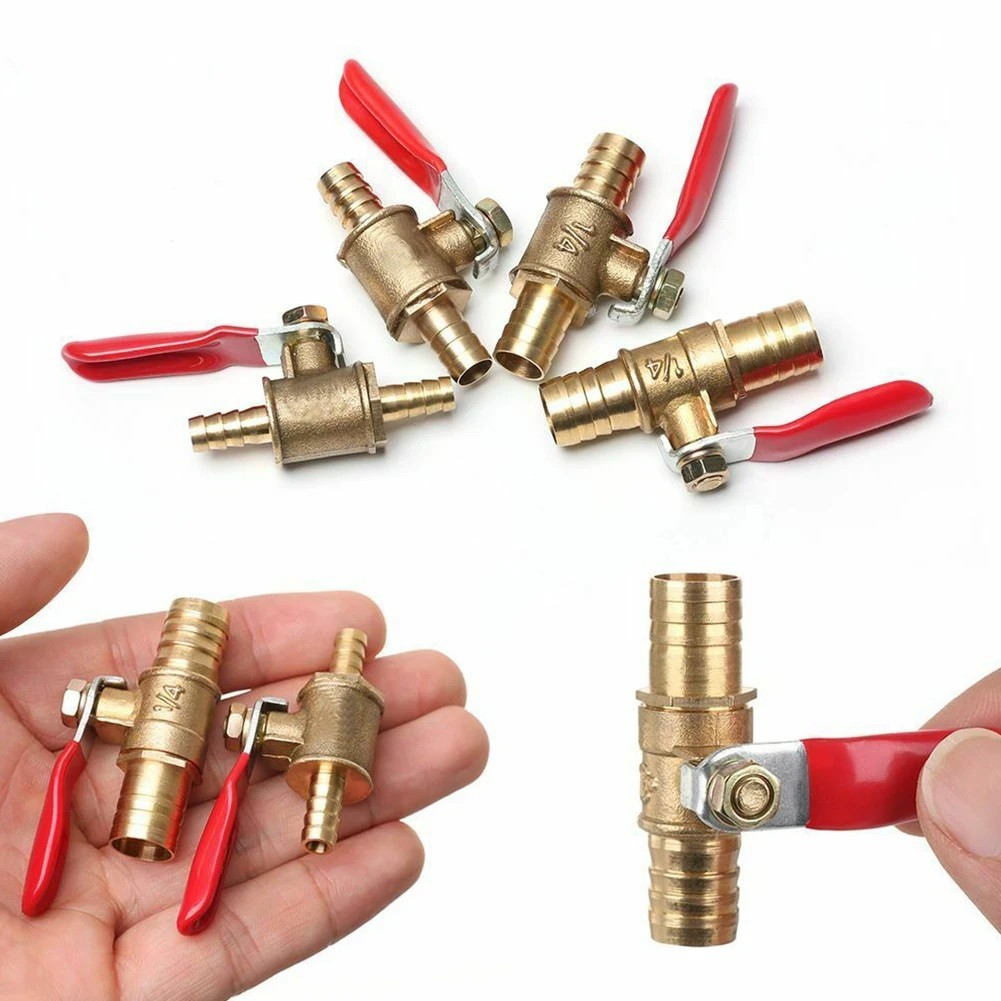 6/8/10/12mm Hose Barb Inline Water Air Gas Fuel Shut-off Brass Ball Valve Switch