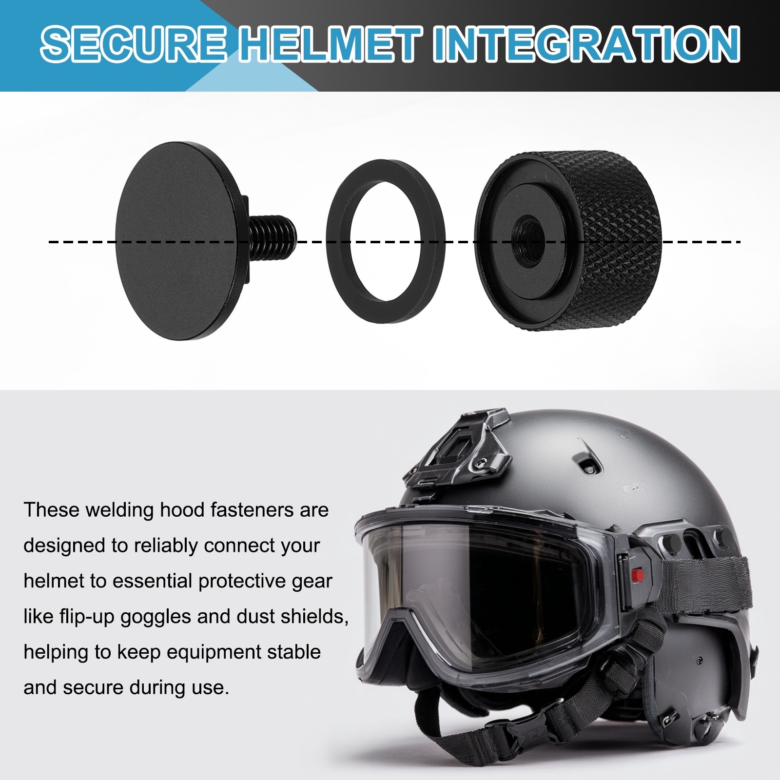 2Pcs Pipeliner Welding Hood Helmet Fasteners with Anti-Slip Rubber Cushion Black
