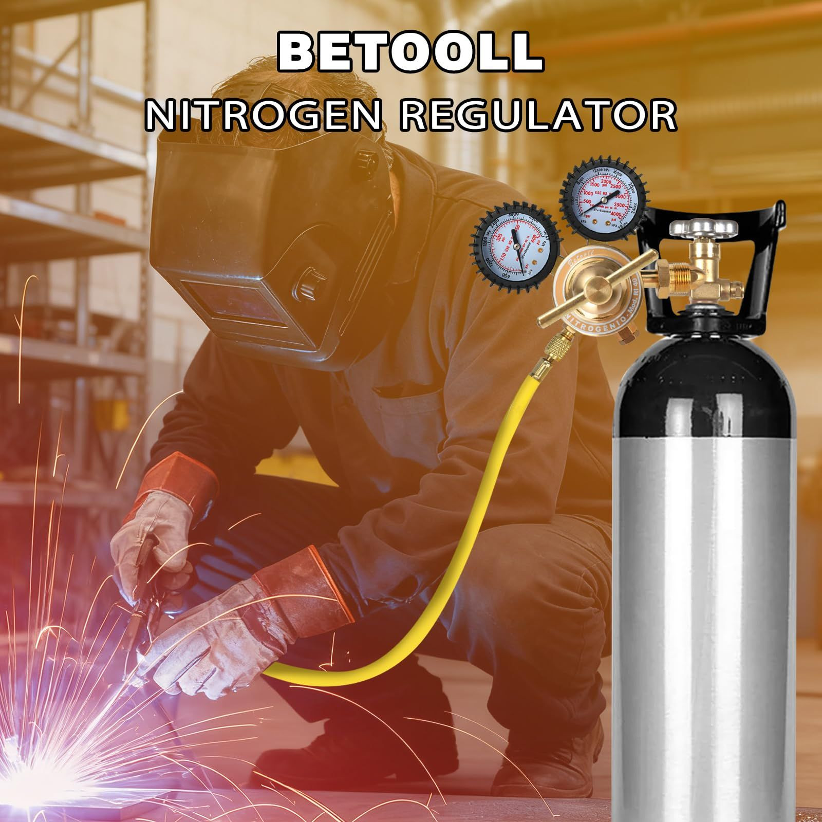 BETOOLL Nitrogen Regulator with 0-600 PSI Delivery Pressure