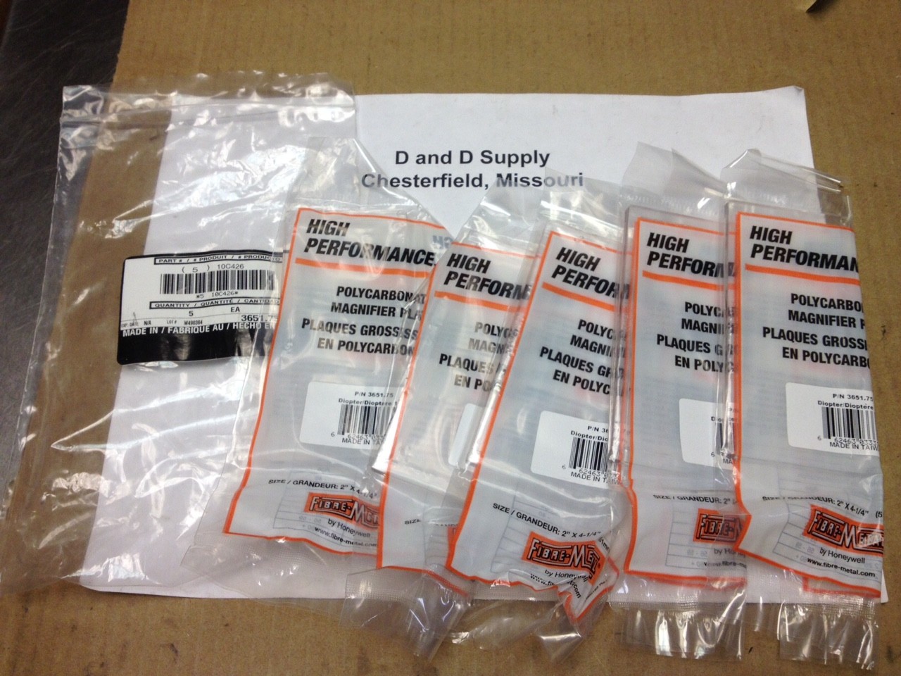 Lot of 5 Honeywell Fibre Metal 3651.75, Magnfier Lenses, 1.75 Diopter, 2 x 4.25″