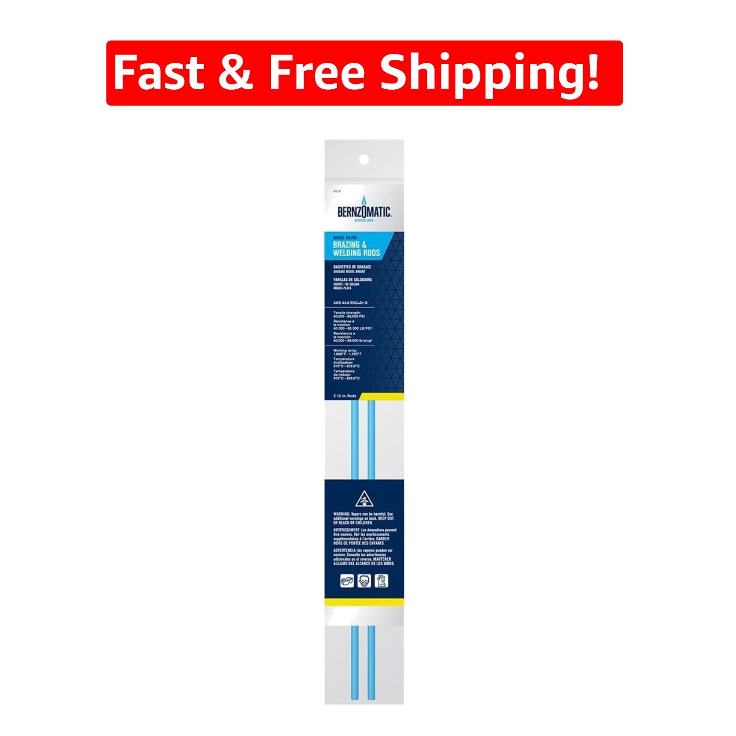 Professional Nickel-Silver Welding Rods, 2-Piece Set, 1680°F-1750°F Working Temp