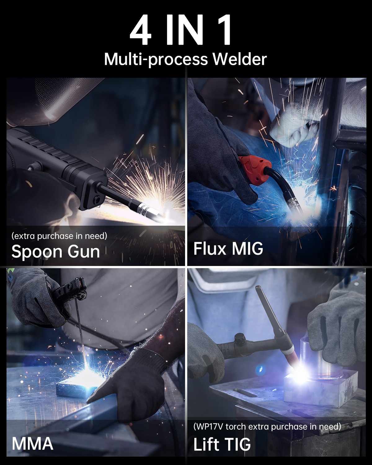 Portable HITBOX 3IN1 Welding Machine 140A Gasless MIG ARC Lift TIG Dual Voltage