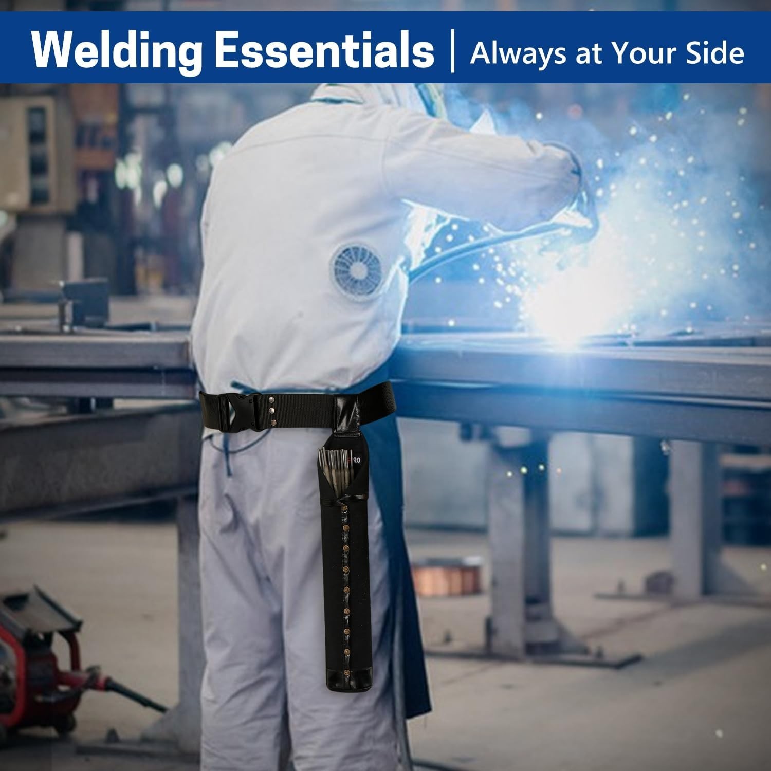 Flame-Resistant Electrode Bag, Canvas Welding Rod Pouch, Leather Electrode Holde