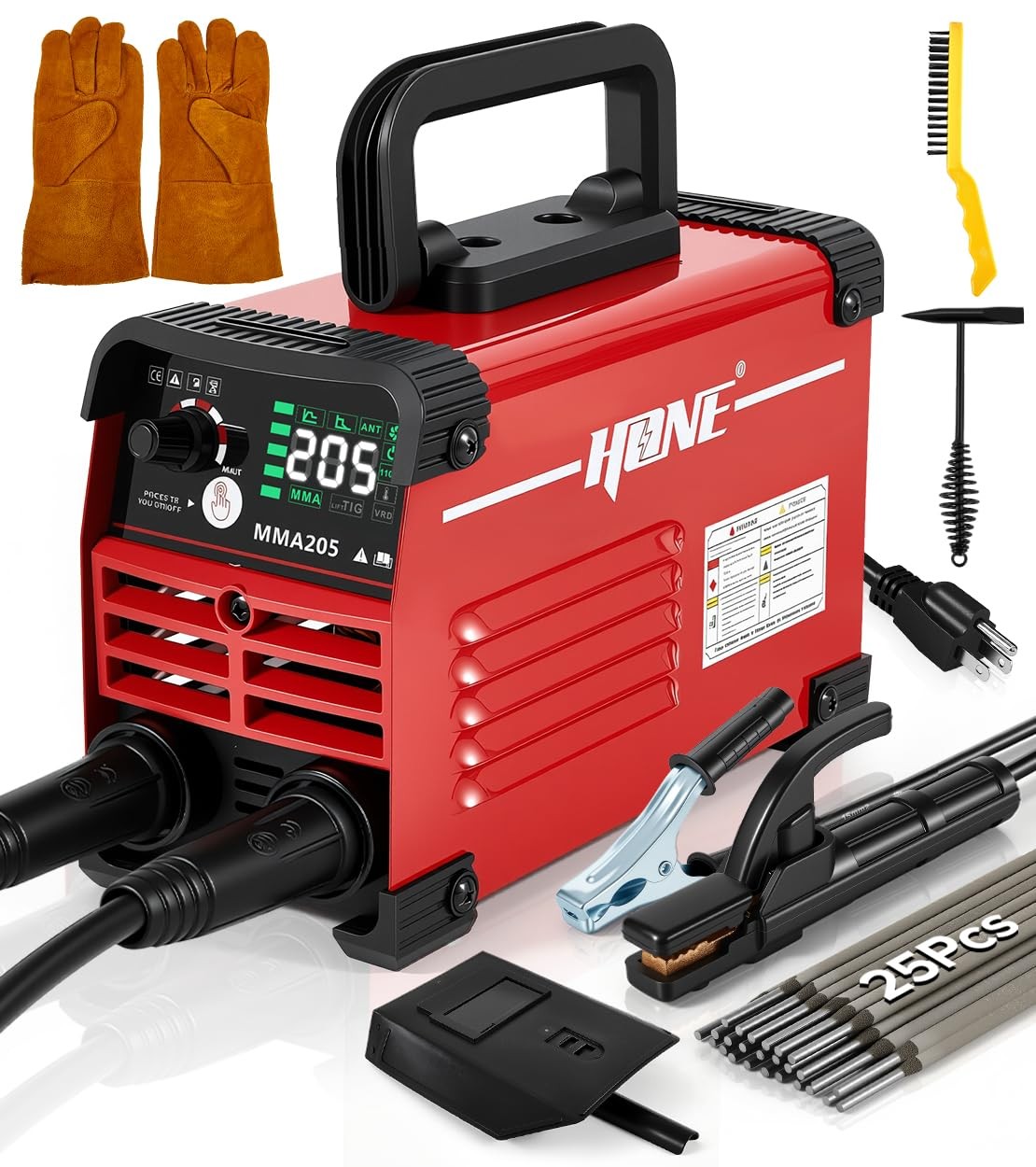 HONE Stick Welder 110v, Upgraded 205Amp Mini Welding Machine with Lift Red