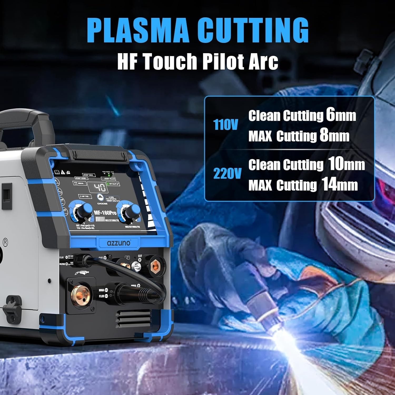 AZZUNO 5-in-1 Plasma Cutter Welder Combo Cut/Gas MIG/Flux MIG/HF TIG 110V/220V