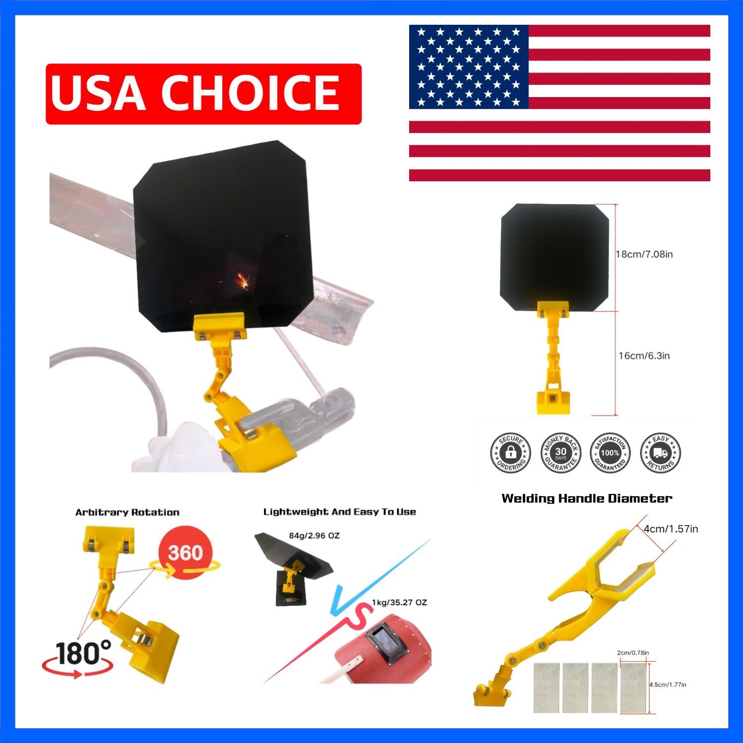 Portable Welding Shield,Welding Blackout Panel 7X13In,360°Adjustable Clip-On …