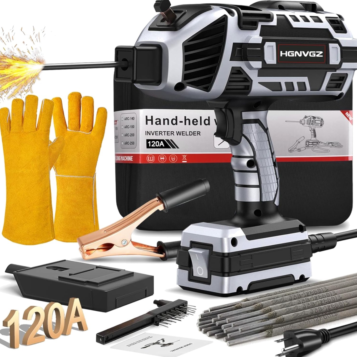 Welding Machine Handheld,20-120A 110V Portable Stick Welder 20pcs Rods,IGBT H…