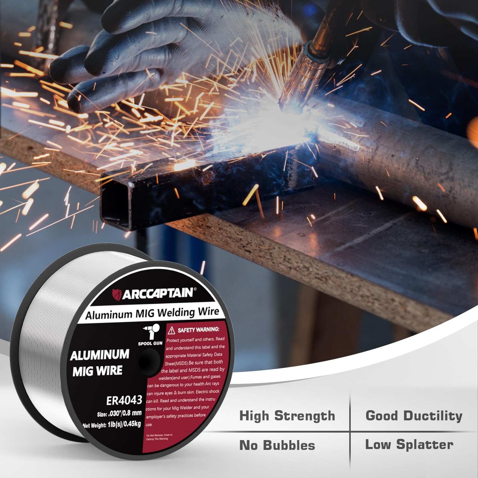 ARCCAPTAIN Silicon Aluminum Welding Wire ER4043 0.030” Aluminum/Mig Welding Wire
