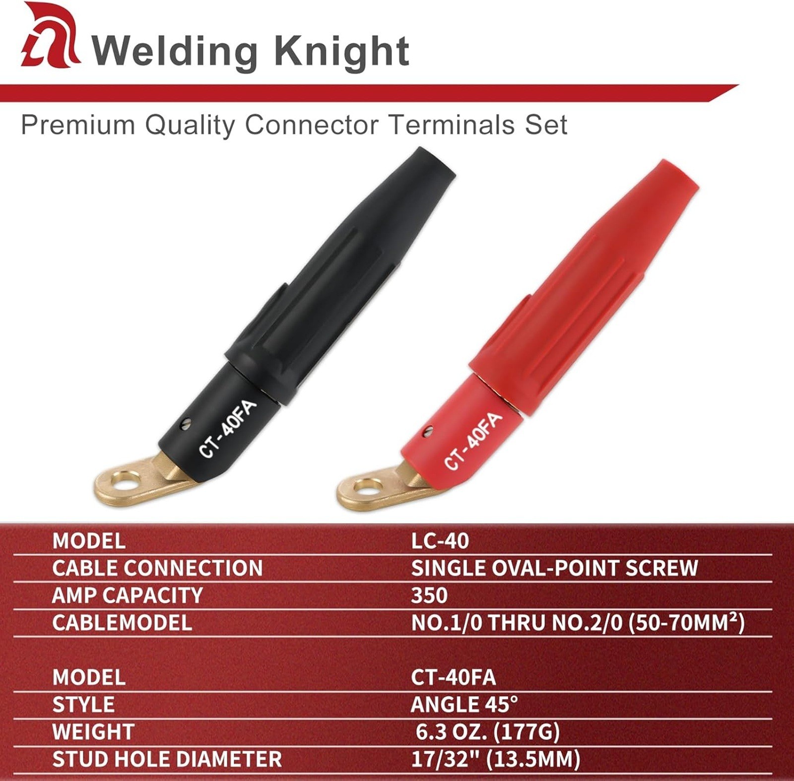 CT-40FA Welding Terminals & LC-40 Male Cable Connectors Welder Leads Connector