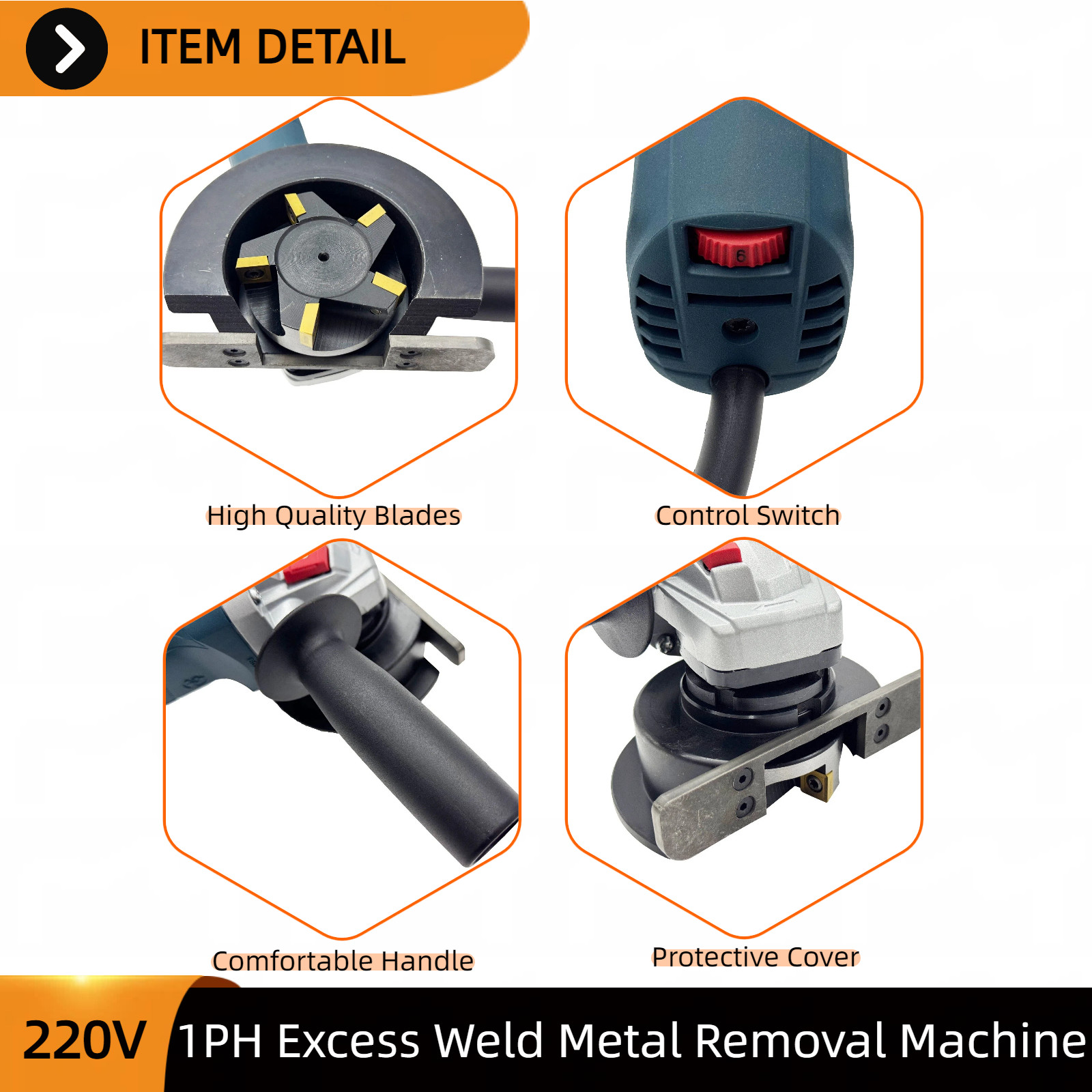 Portable Excess Weld Metal Remover 220V 1PH Irregular Edge Milling Slag Removal
