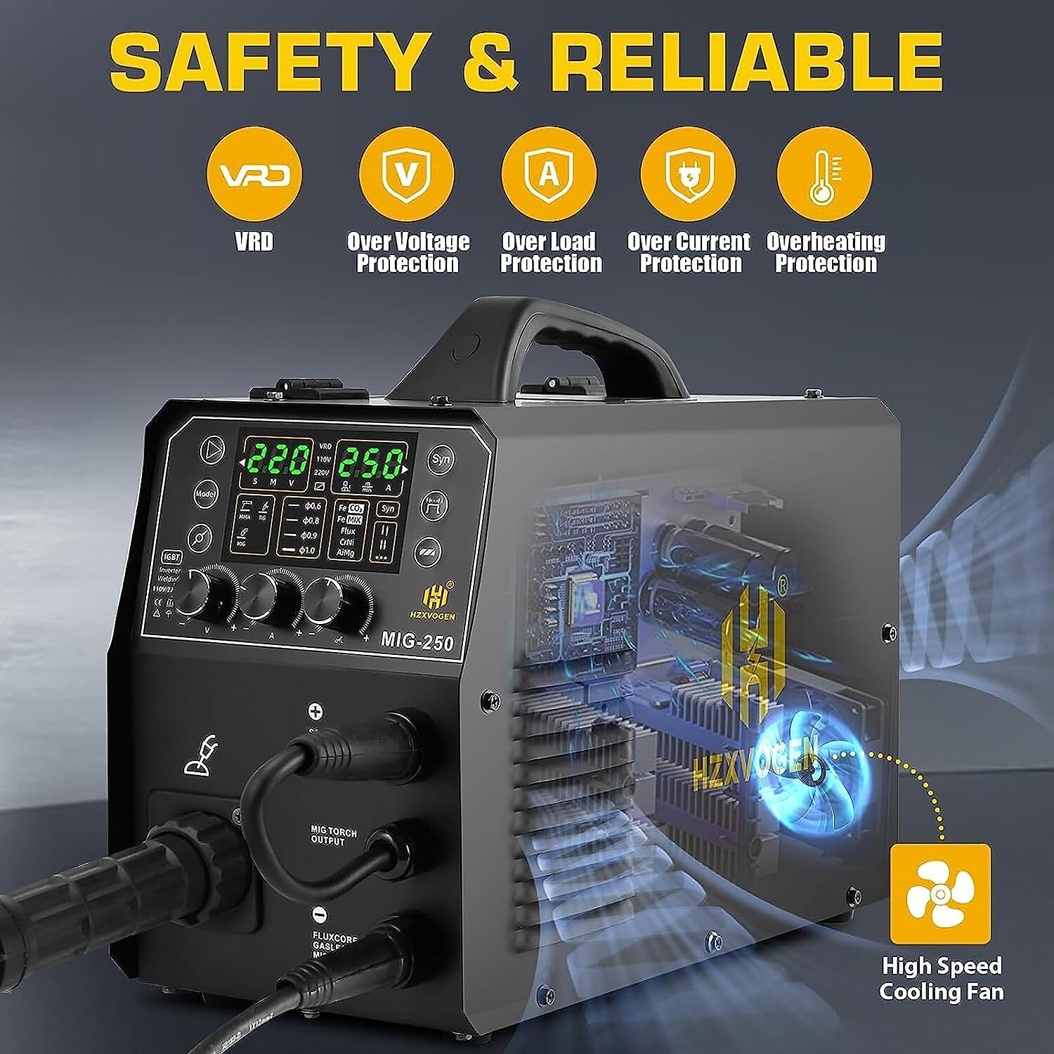 250A Aluminum MIG Welder 110/220V Spot Gas Gasless TIG ARC MIG Welding Machine