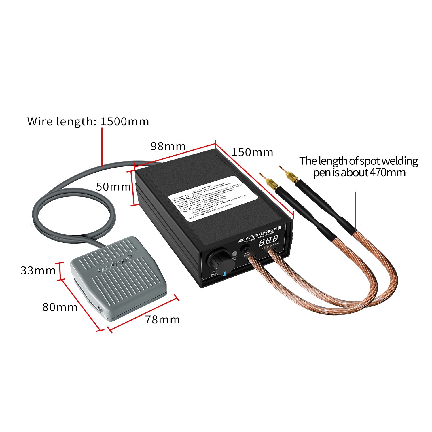 For 18650 Li-ion Battery Pack 8000W Mini Spot Welder Nickel Strip Welding Tool #