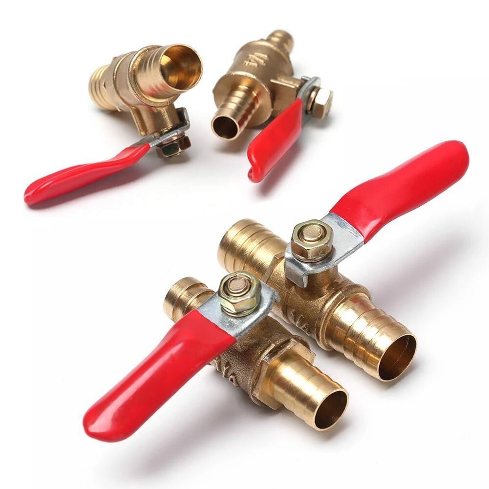 Brass Ball Valve 6mm 8mm 10mm 12mm Hose Barb Inline Water/Air/Gas Shut-off Pipe
