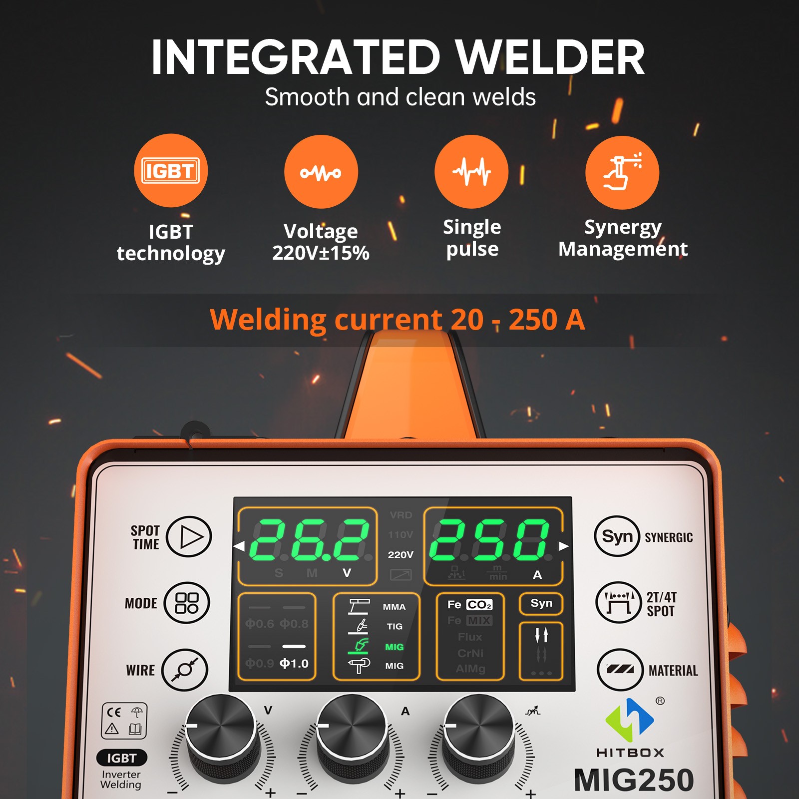 6IN1 Aluminum MIG Welder Gas MIG/Flux Core/MMA/TIG/Spool Gun&TIG Torch&Gloves US
