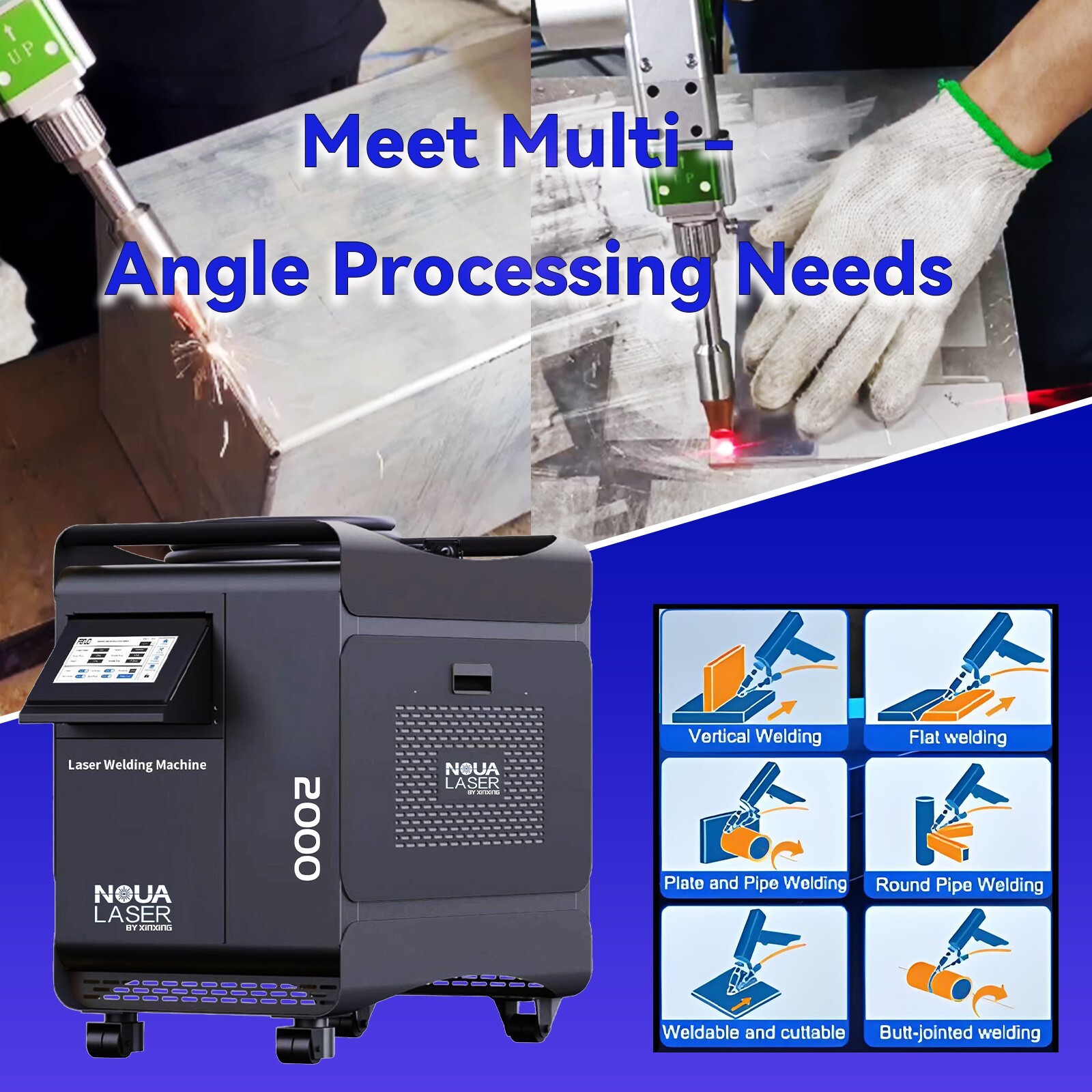 2000W Laser Welder Machine Double Wobble for Aluminum, Steel, Carbon steel, etc.