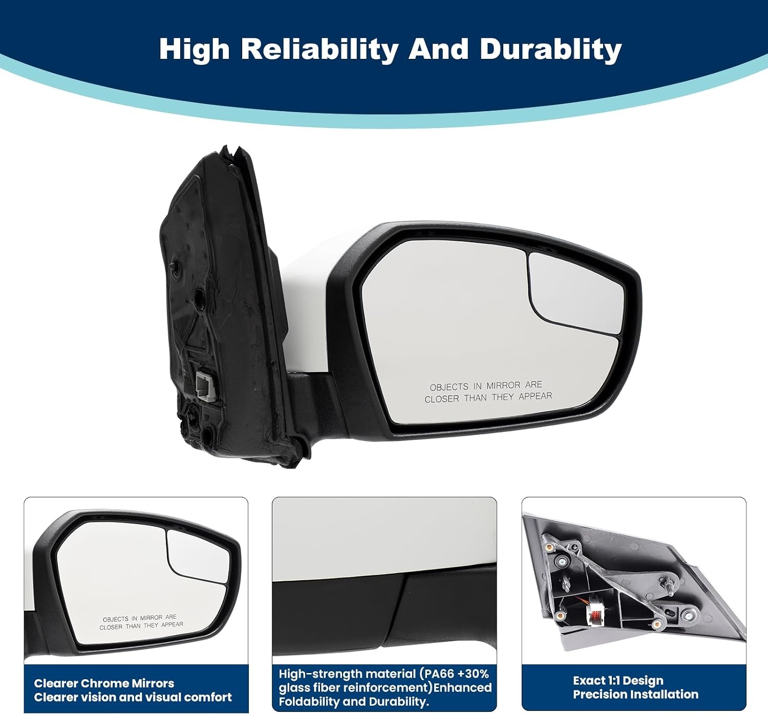 Right Passenger Side Mirror Assembly Replacement Fit for 2017 2018 2019 Ford Esc