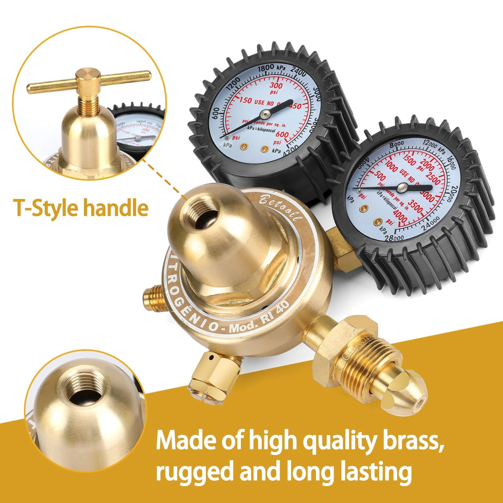 BETOOLL Nitrogen Regulator with 0-600 PSI Delivery Pressure