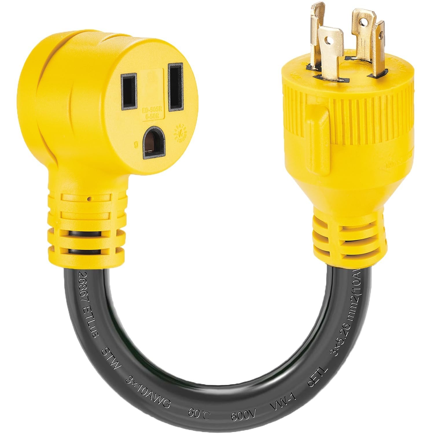 Certified 1.5 FT NEMA L14-30P to 6-50R Welder Adapter – 30 Amp Power Safe