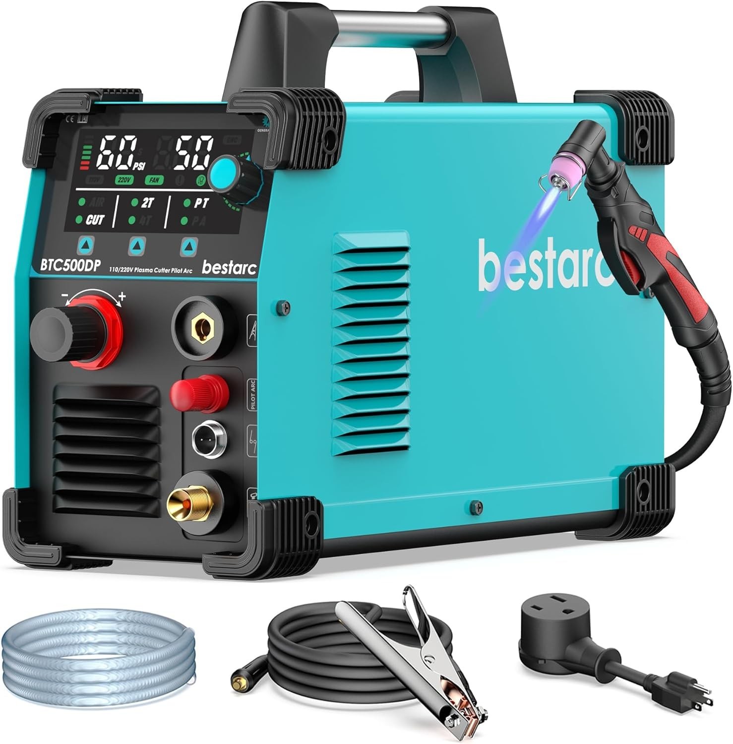 Versatile 50A Plasma Cutter with LED Display & Built-In Air Sensor for Easy Cuts
