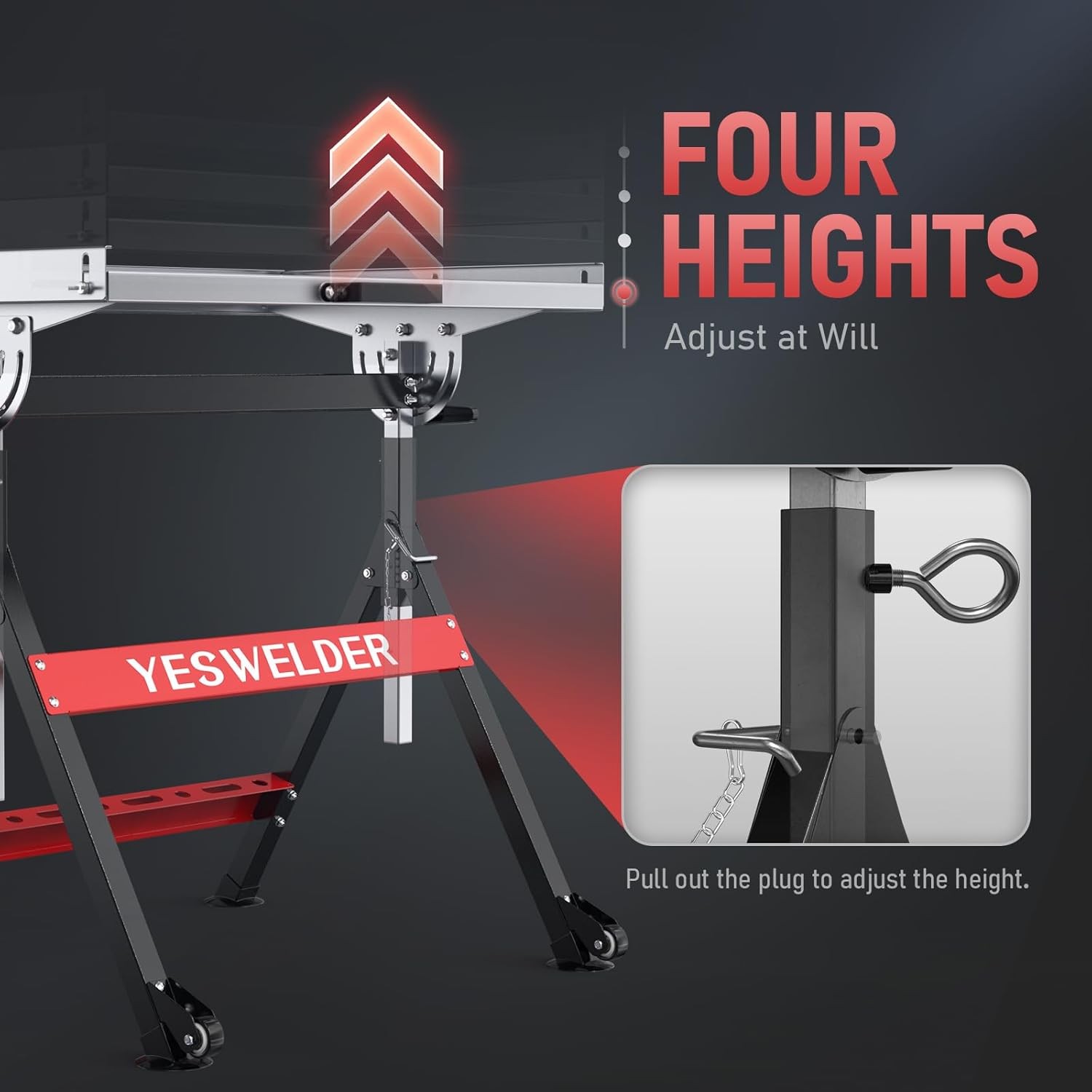 Foldable Welding Table on Wheels, 20×30 Inch Adjustable Height, 400lb Capacity
