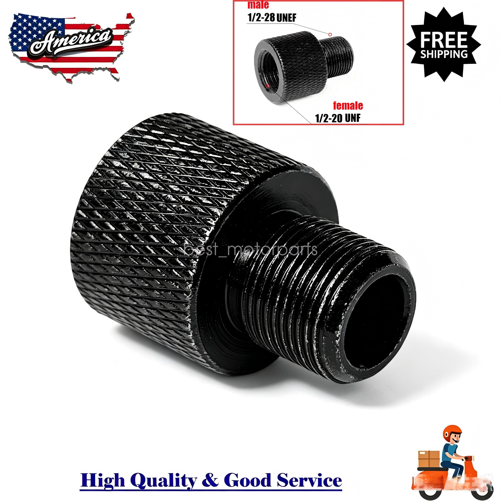 Threaded Adapter Female 1/2-20 UNF F To 1/2-28 UNEF Male Accessories US