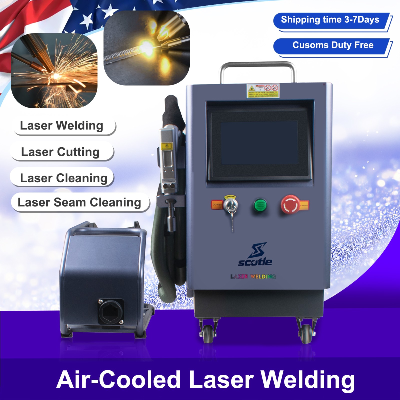 1500W 2000W 4IN1 Laser Welding Machine Metal Cutting Cleaning Air Cooled SUP 28F
