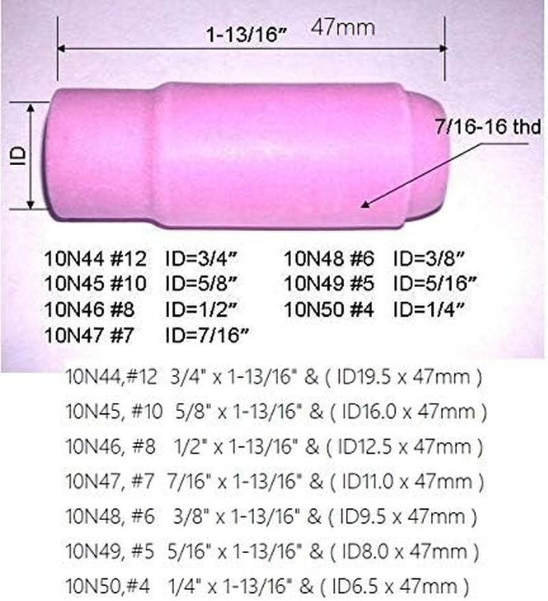 TIG Jumbo Gas Lens Collet Body Alumina Nozzle Ceramic Cups Assorted Size Kit Fit