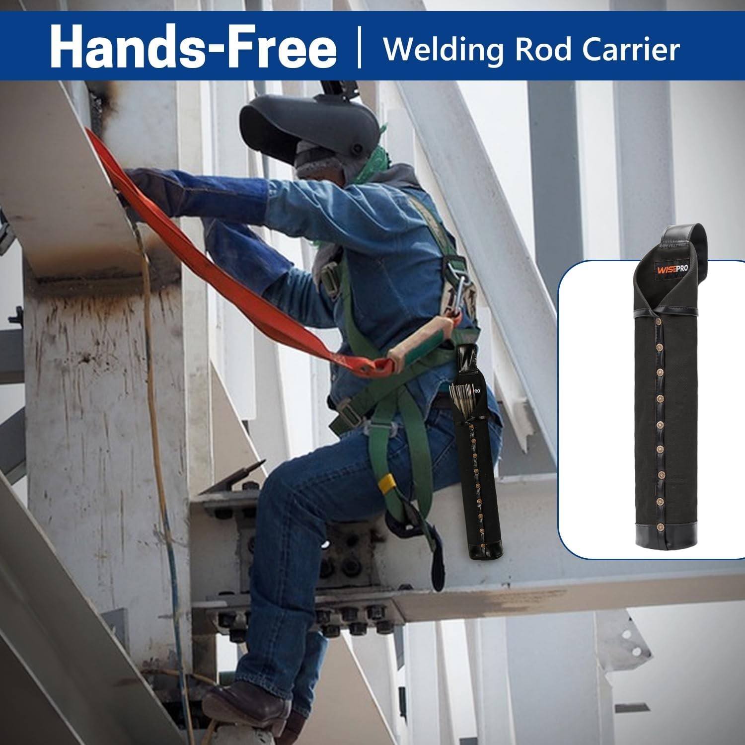 Flame-Resistant Electrode Bag, Canvas Welding Rod Pouch, Leather Electrode Holde