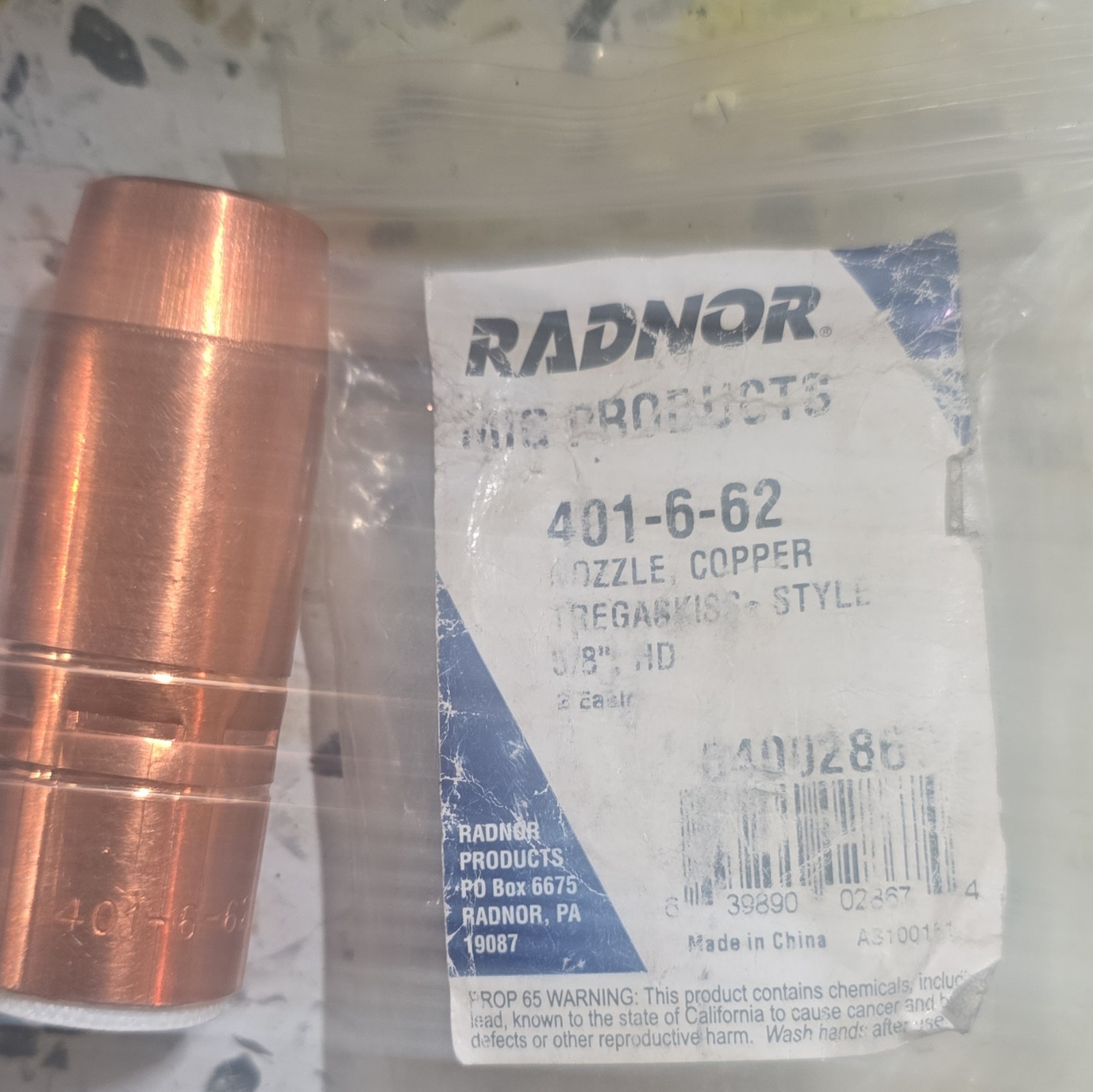 Radnor 401-6-62 Copper Nozzle Bernard/Tregaskiss Style 5/8″ ID 2 Pack