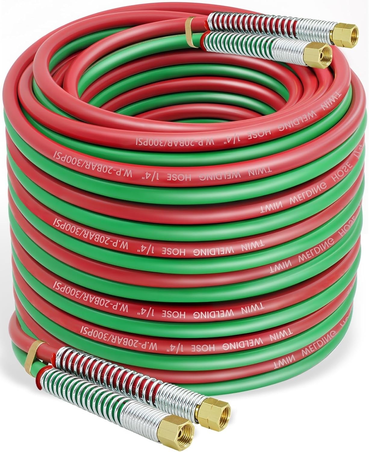 100 Feet 1/4″ Oxy Acetylene Welding Hose with 9/16″-18 B Fittings – Grade R Twin