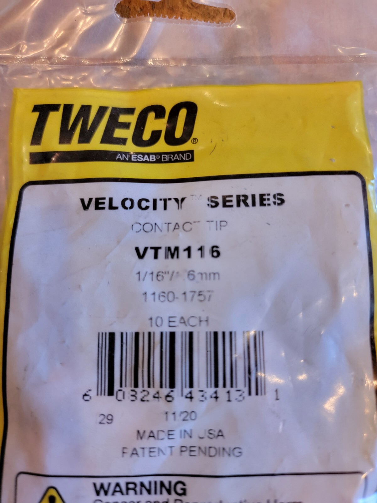 TWECO Velocity 2, 1/16″ Welding Contact Tips, Bag Of 10, 1160-1757 WW8