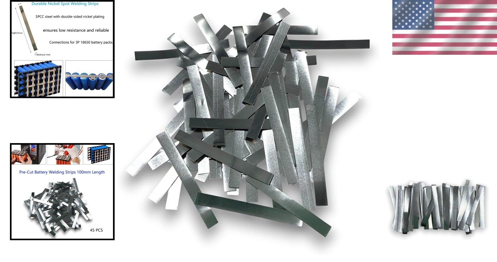 50PCS Nickel Plated Steel Strips 0.1mm x 5mm x 45mm for Reliable Battery Welding