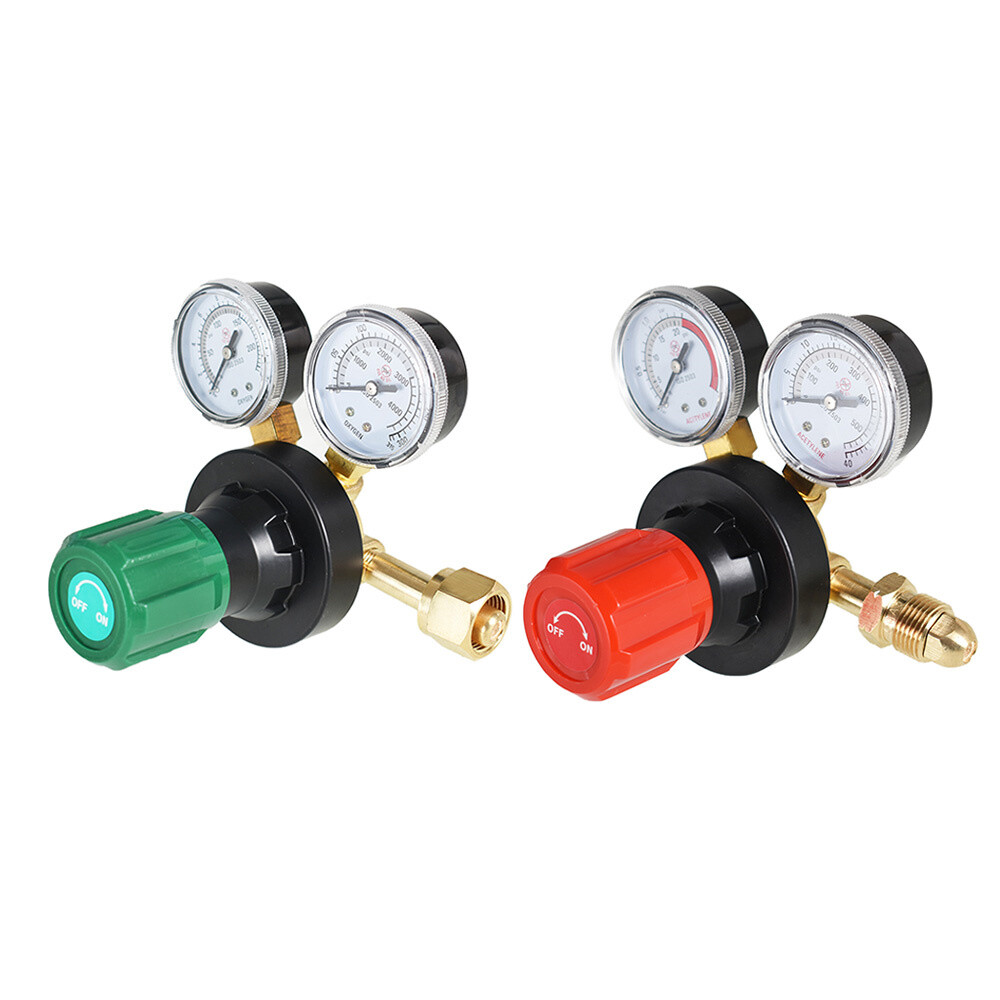 Dual Welding Gas Gauges Oxygen (CGA-540) and Acetylene (CGA-510) Regulat 2 Piece