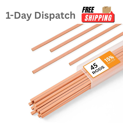 SHINEONER 45 Pcs AWS BCuP-5 15% Silver Brazing Rods
