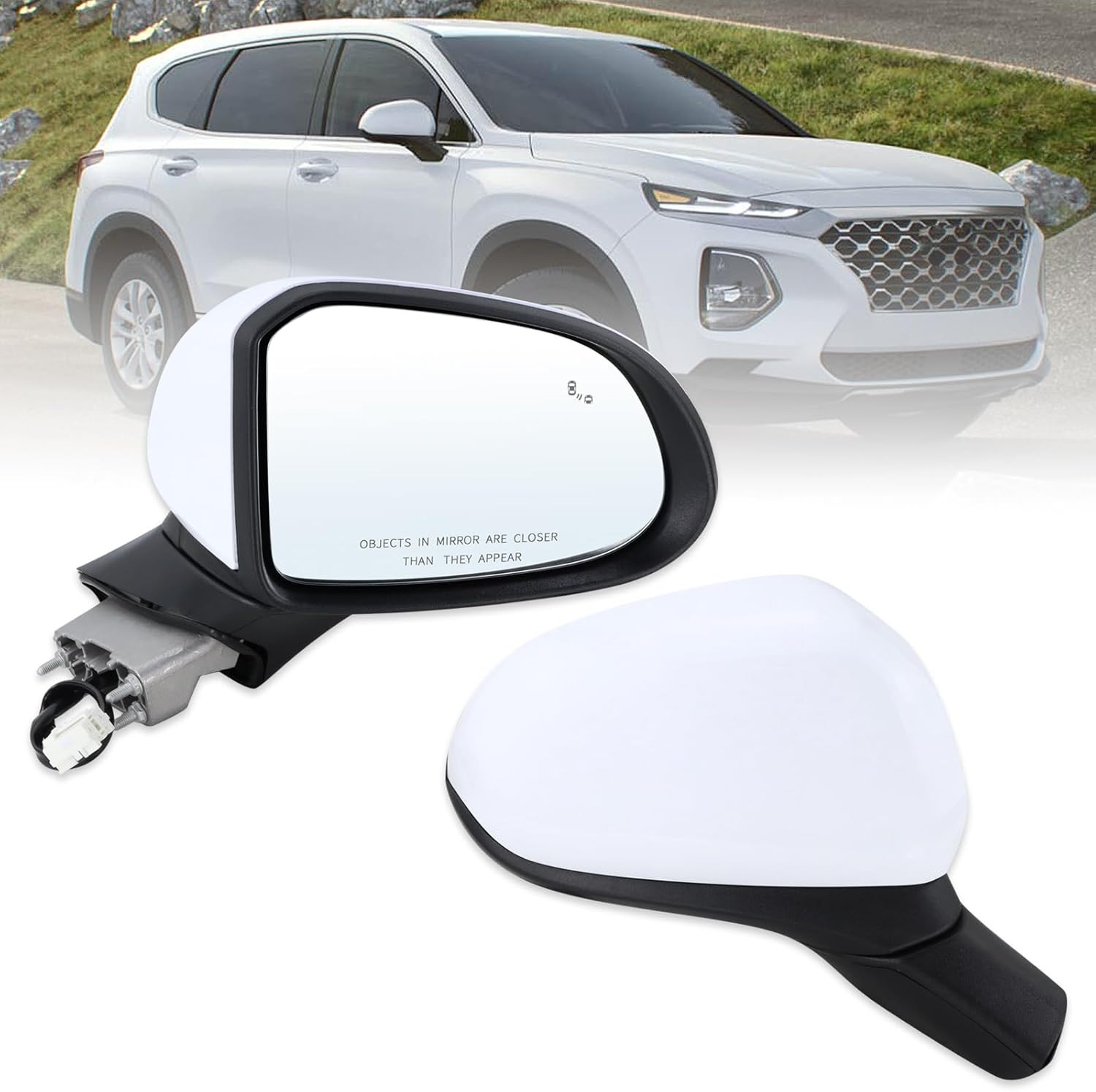 Right Passenger Side Mirror Compatible with 2019 2020 2021 2022 2023 Hyundai San